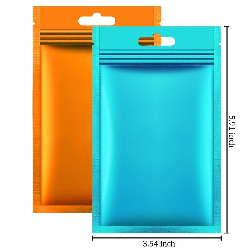 Hestya 200 Pieces Film Resealable Bags Polyester Odor Proof Bags Aluminum Foil Food Storage Metallic Flat Zipper Sealable Pouch for Small Business Candy Sample Packaging(9 x 15 cm,Multicolor) - Image 2